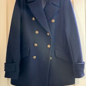 French Connection Dark Blue Double-Breasted Pea Coat